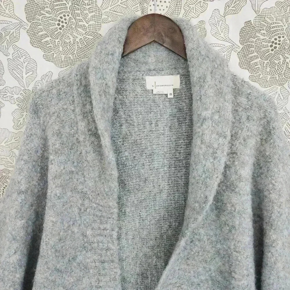 Excellent Anthropologie Gray Open Front Cardigan Sweater One Size Women Kimono - Picture 3 of 9